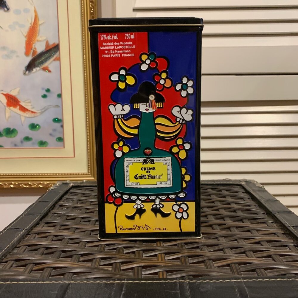 Romero Britto Vintage 1990 Collectible Tall Rectangle Tin Container